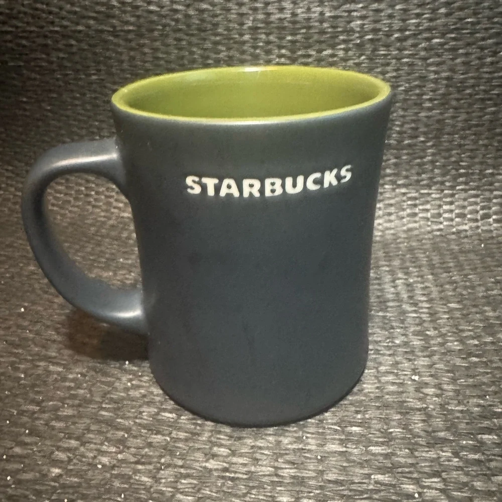 Starbucks Gray and Green Mug with Scooter Design